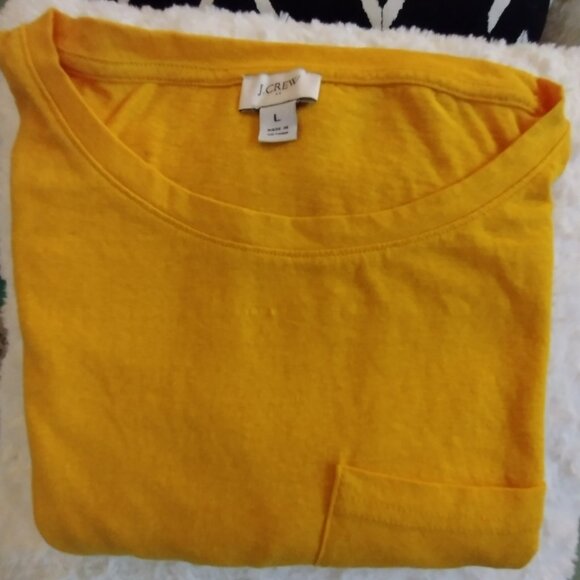 J.Crew Mustard Yellow Pocket Tee Large Crewneck Casual T-Shirt - Picture 4 of 8